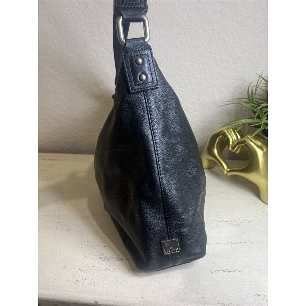 Kooba Classic Black Genuine Leather Hobo Style Tote Bag Hand Bag - Picture 8 of 16